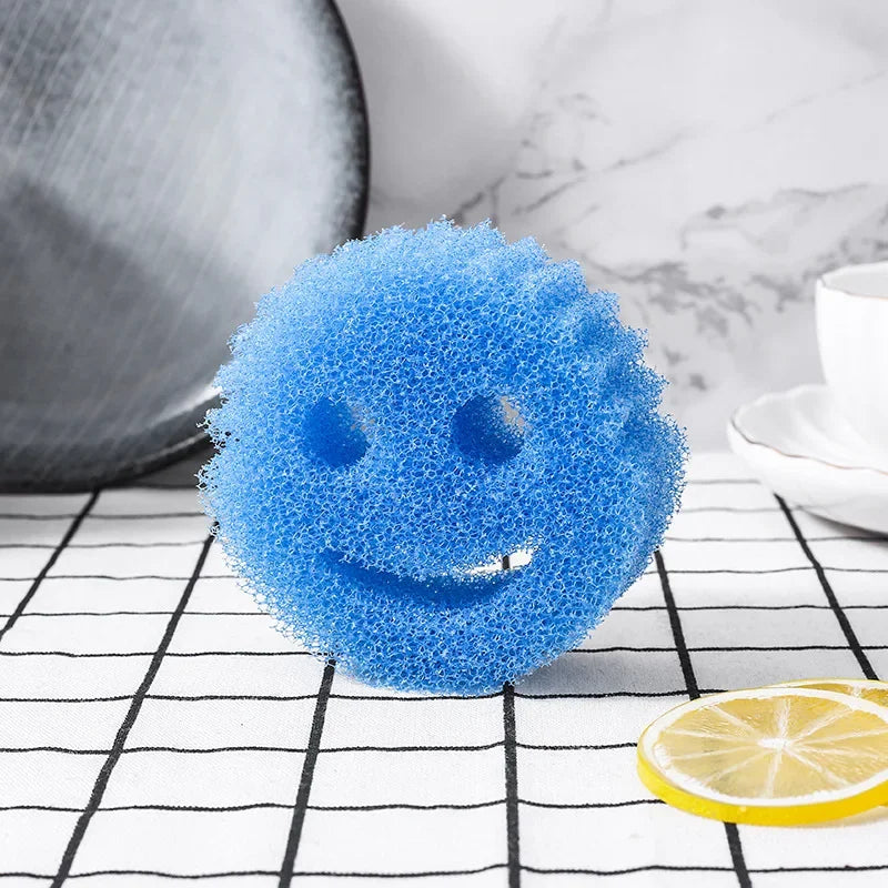 2/4PCS smiling face Dishwashing Sponge Cloth Strong Scouring Pad Kitchen Bathroom Miracle Sponge Stain Odor Resistant Migic Wipe