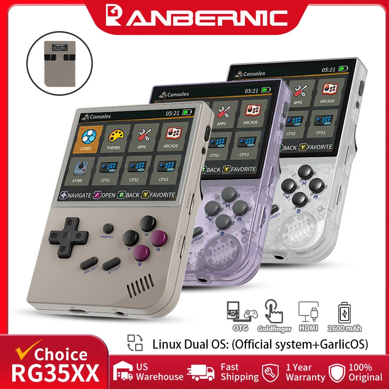 ANBERNIC RG35XX Handheld Game Player Linux Dual OS Official GarlicOS 2600mAh 3.5" IPS  HD TV Outpu Portable Retro Gaming Console