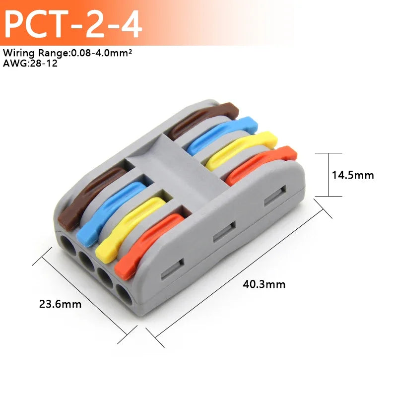 1~100pcs Quick Wire Connectors Universal Compact Splicing Wiring Cable Connection 0.08-4.0mm2 Push-in Conductor Terminal