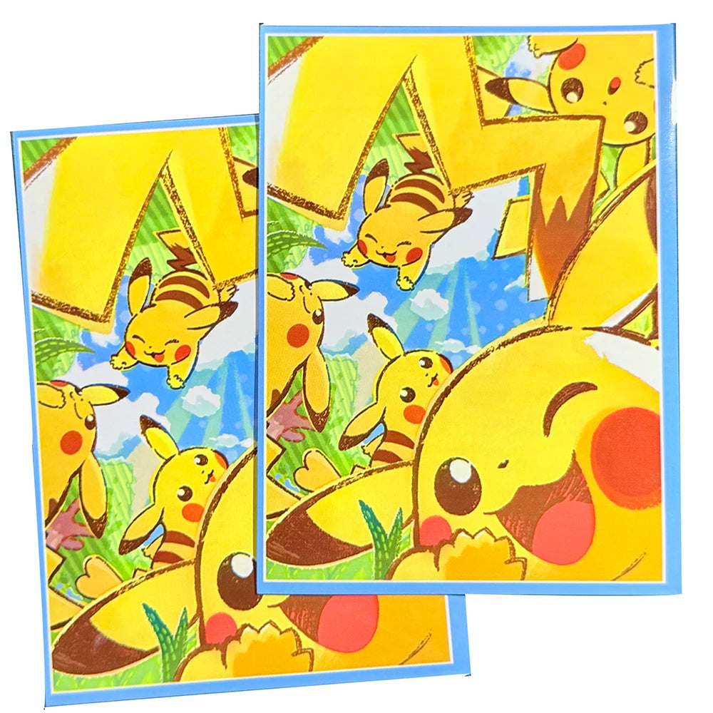 60pcs 66x91mm Pikacu Cover for TCG/PKM Trading Cards Board Games Cute Anime Outer Card Sleeves Kids Toy Gifts Protectors