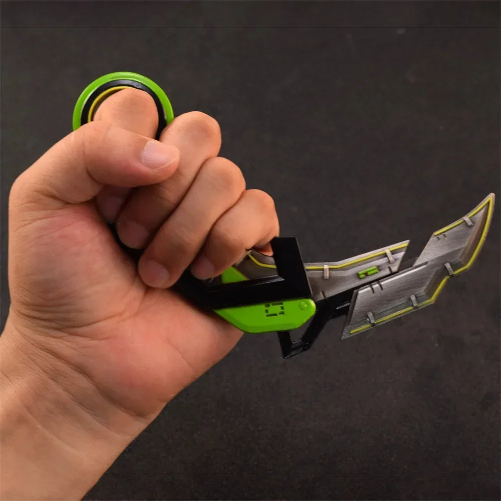 17cm Valorant RGX Karambit Reaver Melee Weapon Metal Craft Knfie Model with Holster Safety Tactical Minitery Training Knives Toy