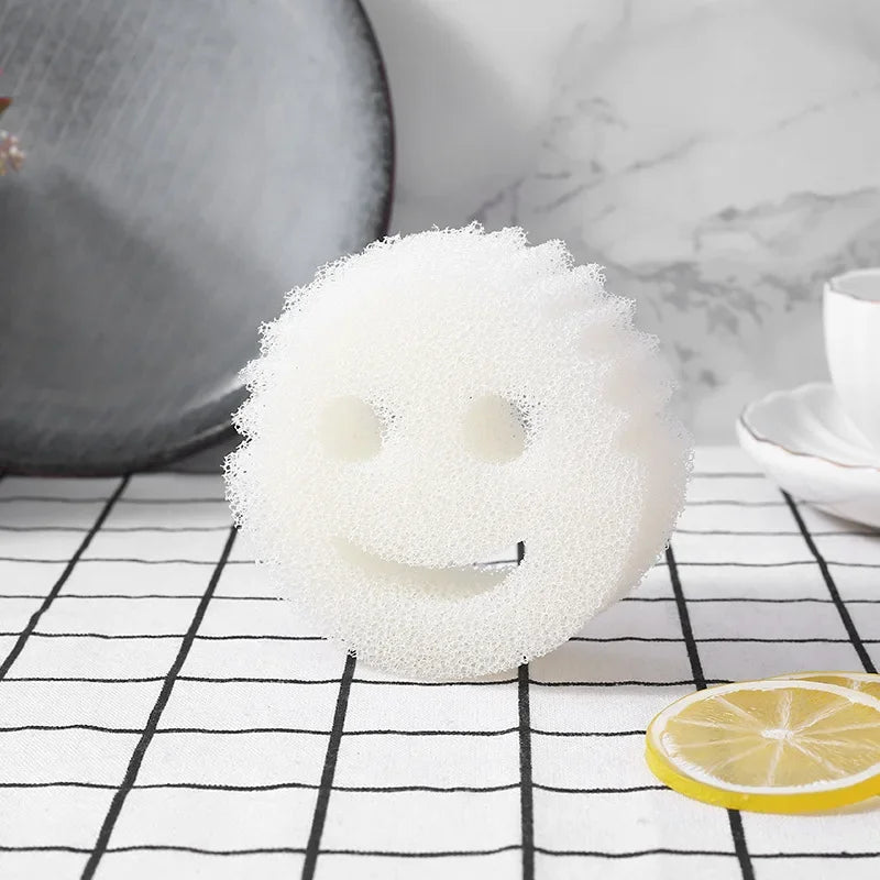 2/4PCS smiling face Dishwashing Sponge Cloth Strong Scouring Pad Kitchen Bathroom Miracle Sponge Stain Odor Resistant Migic Wipe