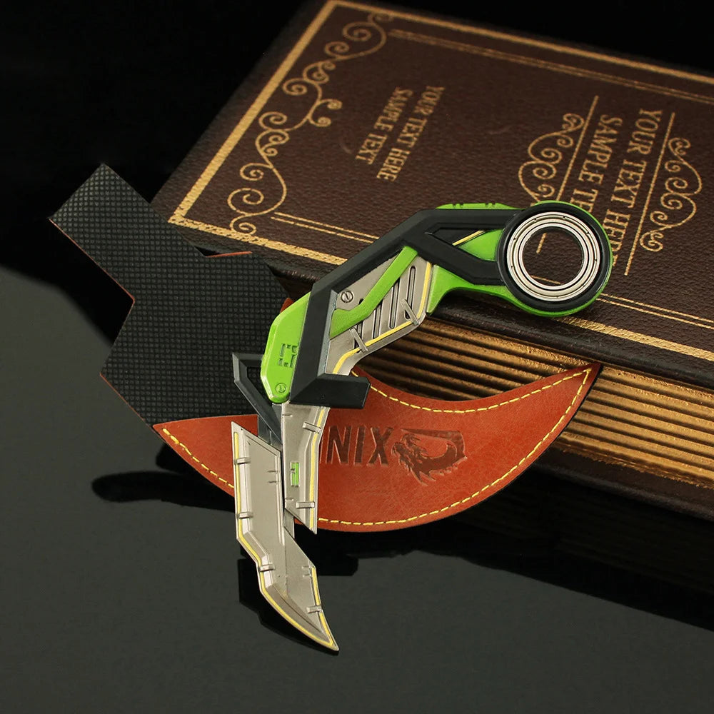 17cm Valorant RGX Karambit Reaver Melee Weapon Metal Craft Knfie Model with Holster Safety Tactical Minitery Training Knives Toy