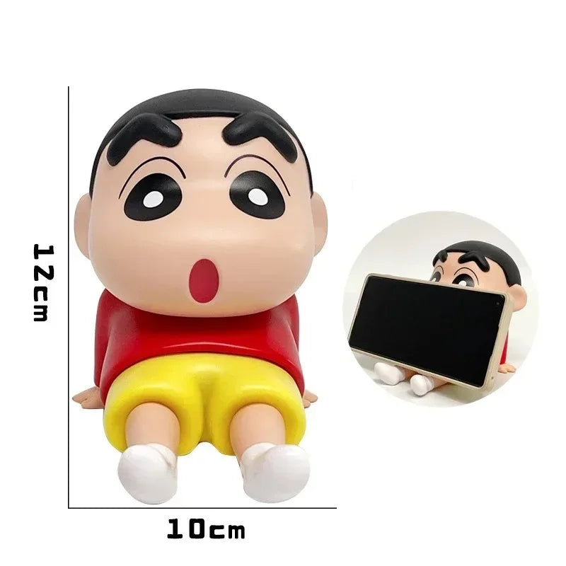 Crayon Shin-Chan Figures Phone Holder Kawaii Anime Desktop Ornaments Cartoon Watching TV Phone Support Cute Doll Decorations