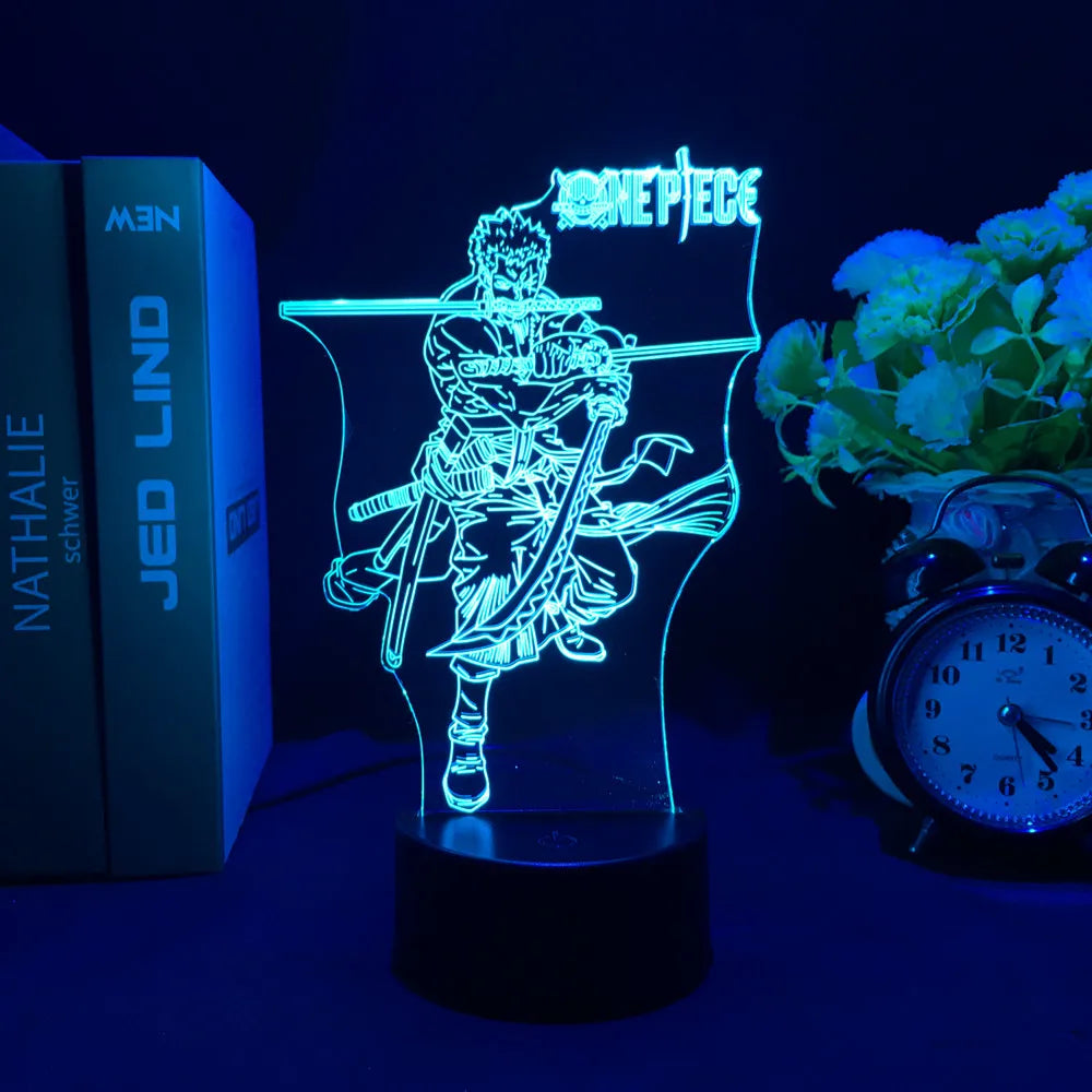 Anime One Piece Wanted Card Action Figures Monkey D Luffy Led Acrylic Stand Nightlight For Kids Child Cool Birthday Gift