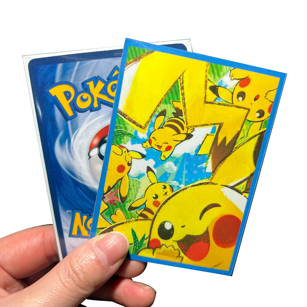 60pcs 66x91mm Pikacu Cover for TCG/PKM Trading Cards Board Games Cute Anime Outer Card Sleeves Kids Toy Gifts Protectors