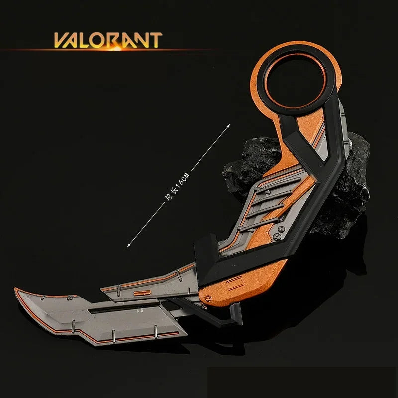 17cm Valorant RGX Karambit Reaver Melee Weapon Metal Craft Knfie Model with Holster Safety Tactical Minitery Training Knives Toy