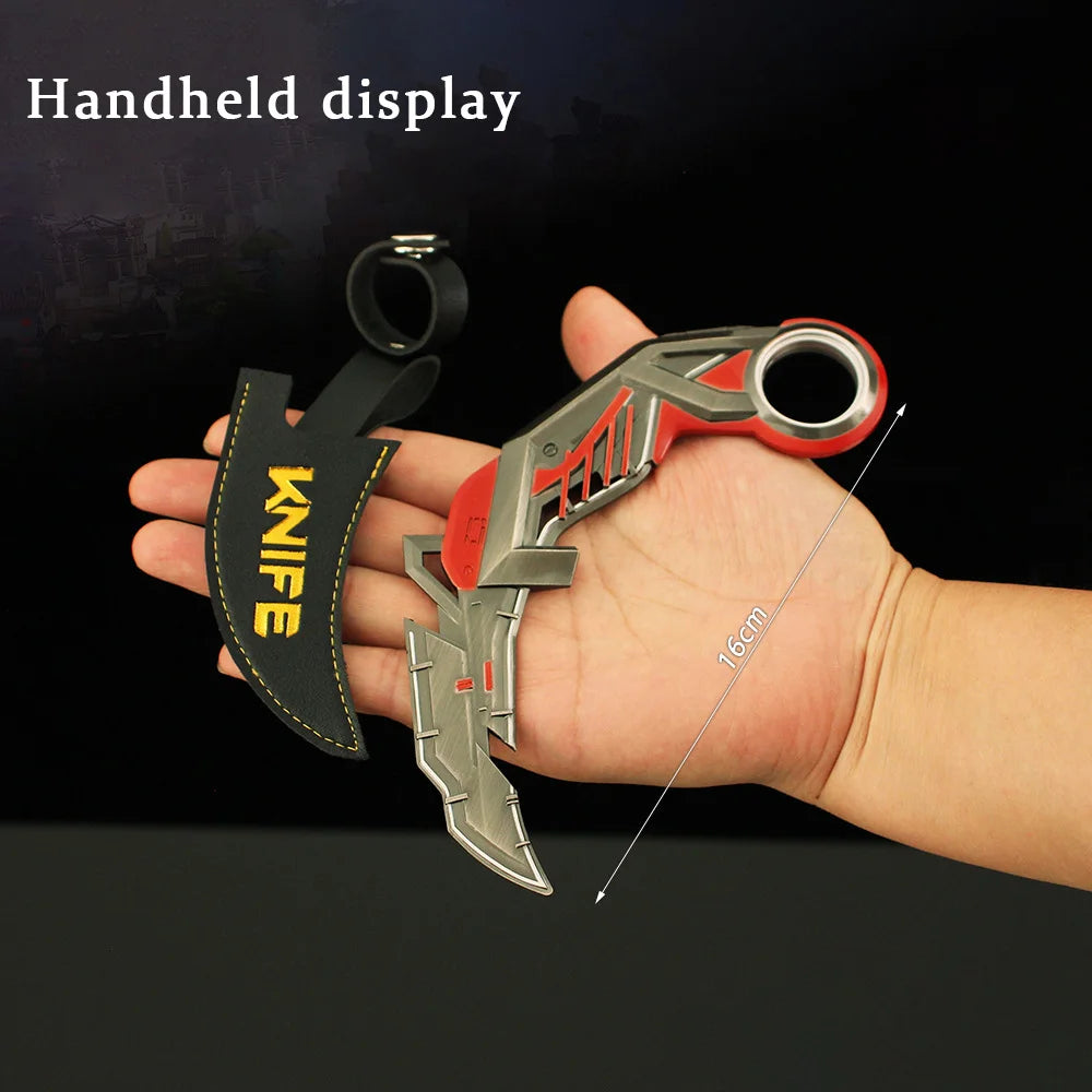 17cm Valorant RGX Karambit Reaver Melee Weapon Metal Craft Knfie Model with Holster Safety Tactical Minitery Training Knives Toy