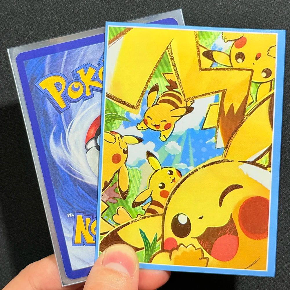 60pcs 66x91mm Pikacu Cover for TCG/PKM Trading Cards Board Games Cute Anime Outer Card Sleeves Kids Toy Gifts Protectors