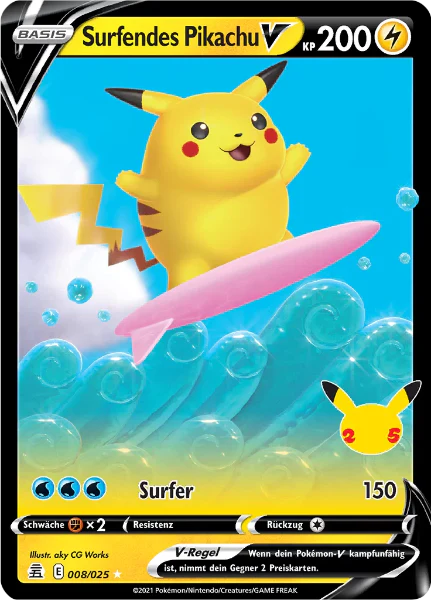 Surfendes Pikachu V 008/025