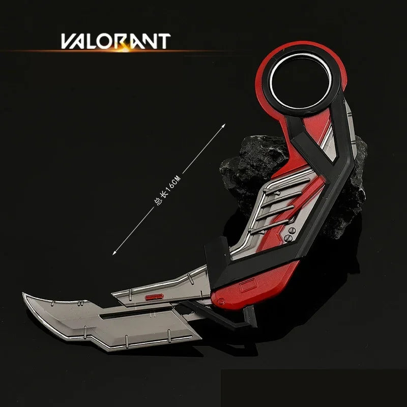 17cm Valorant RGX Karambit Reaver Melee Weapon Metal Craft Knfie Model with Holster Safety Tactical Minitery Training Knives Toy