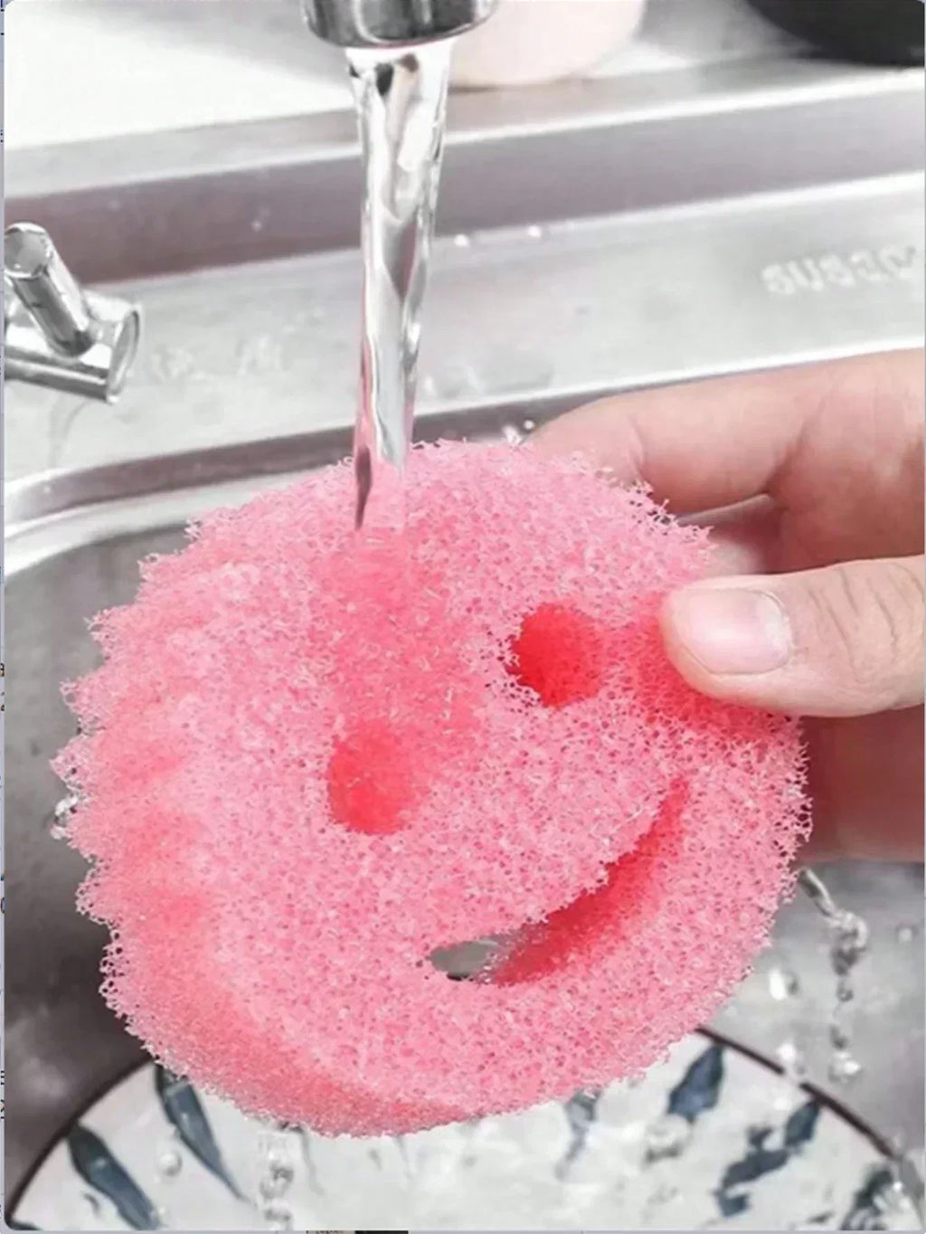 2/4PCS smiling face Dishwashing Sponge Cloth Strong Scouring Pad Kitchen Bathroom Miracle Sponge Stain Odor Resistant Migic Wipe