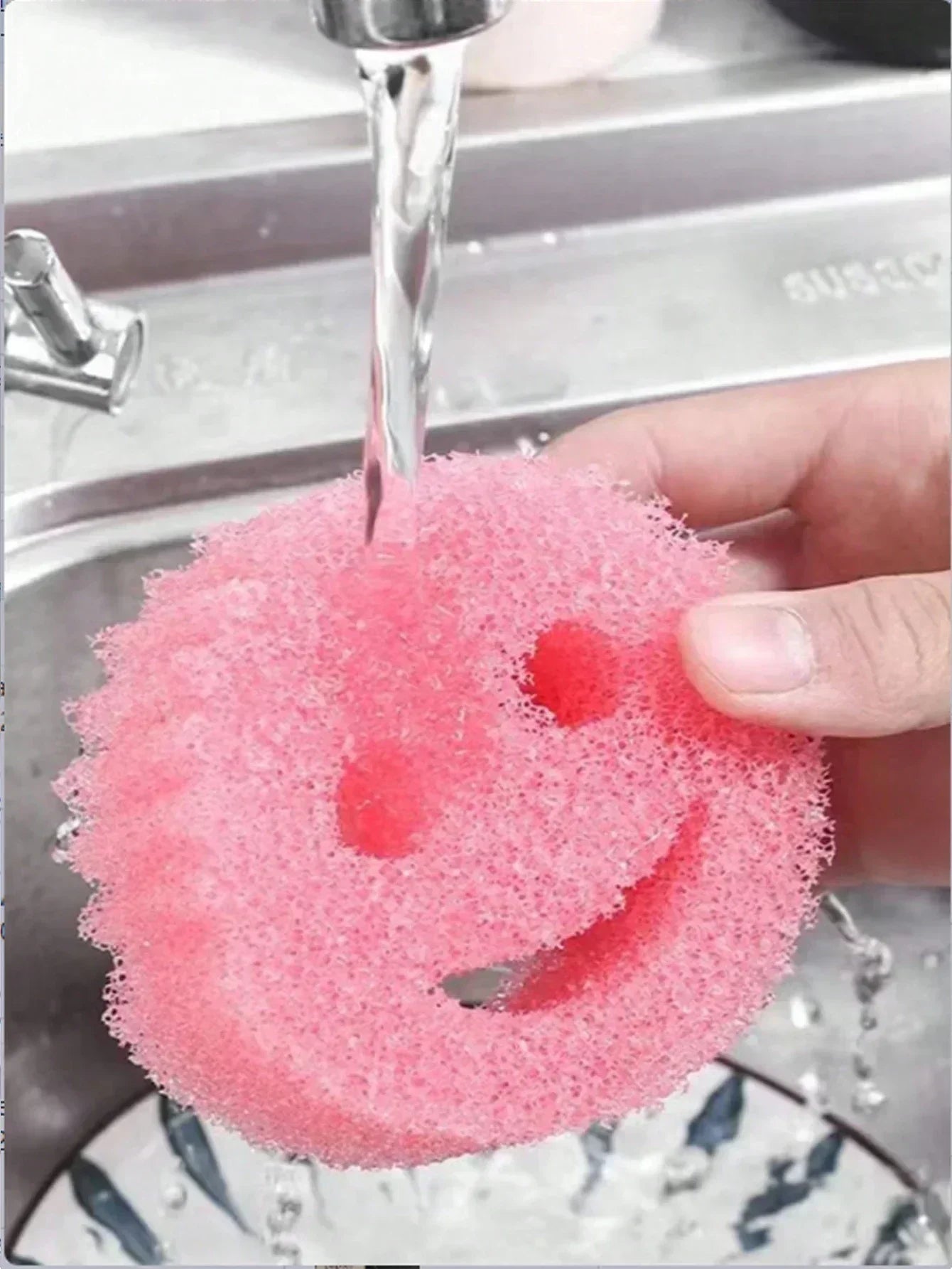 2/4PCS smiling face Dishwashing Sponge Cloth Strong Scouring Pad Kitchen Bathroom Miracle Sponge Stain Odor Resistant Migic Wipe