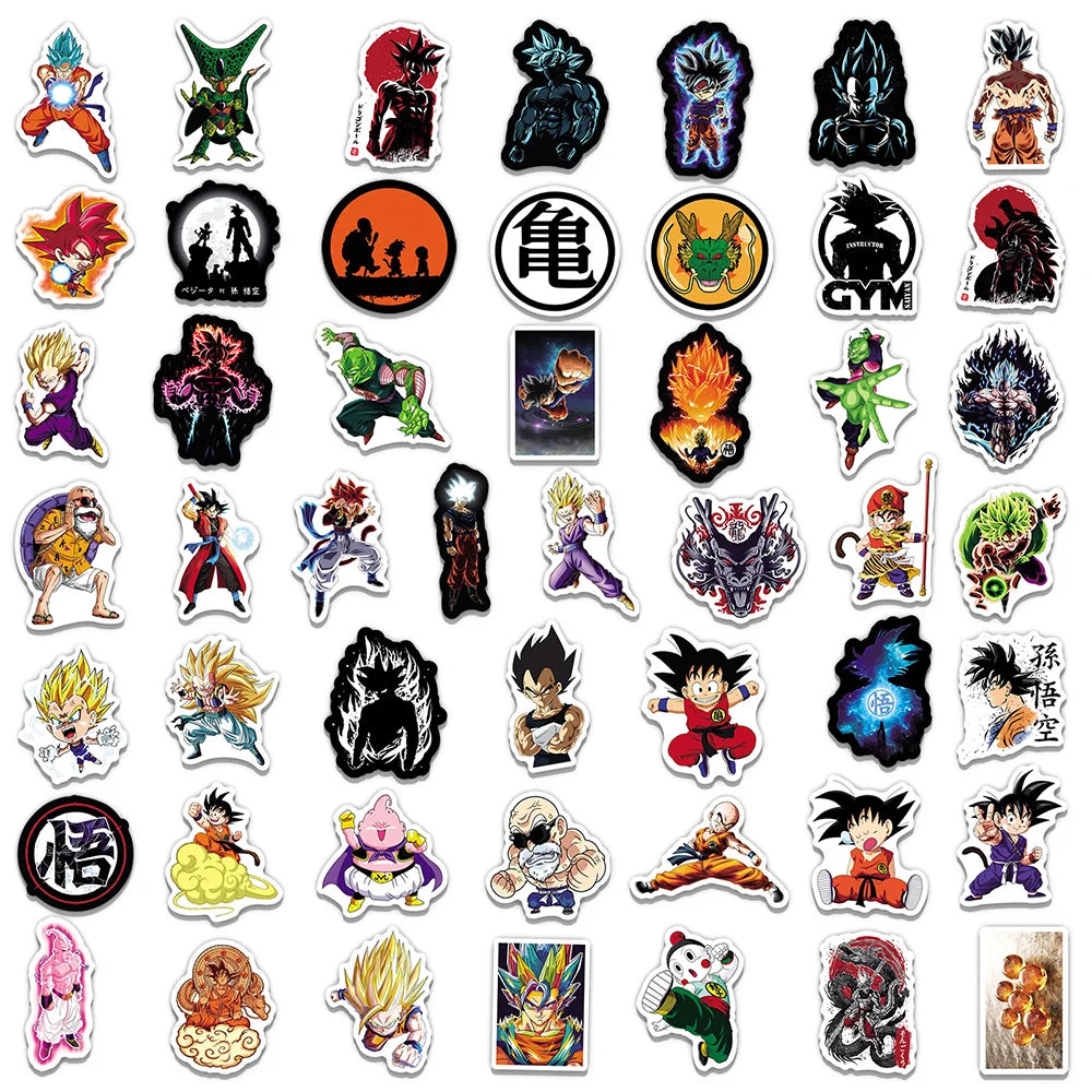 10/30/50/100PCS Dragon Ball Son Goku Stickers Anime Cool Cartoon Decals DIY Skateboard Water Bottle PVC Waterproof Sticker Toys