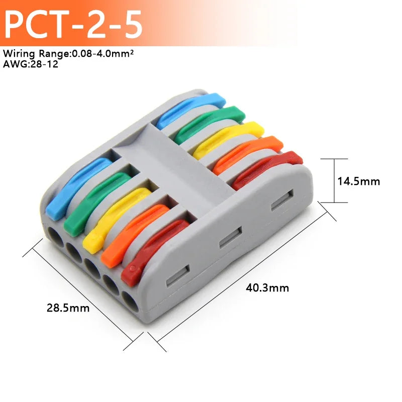 1~100pcs Quick Wire Connectors Universal Compact Splicing Wiring Cable Connection 0.08-4.0mm2 Push-in Conductor Terminal