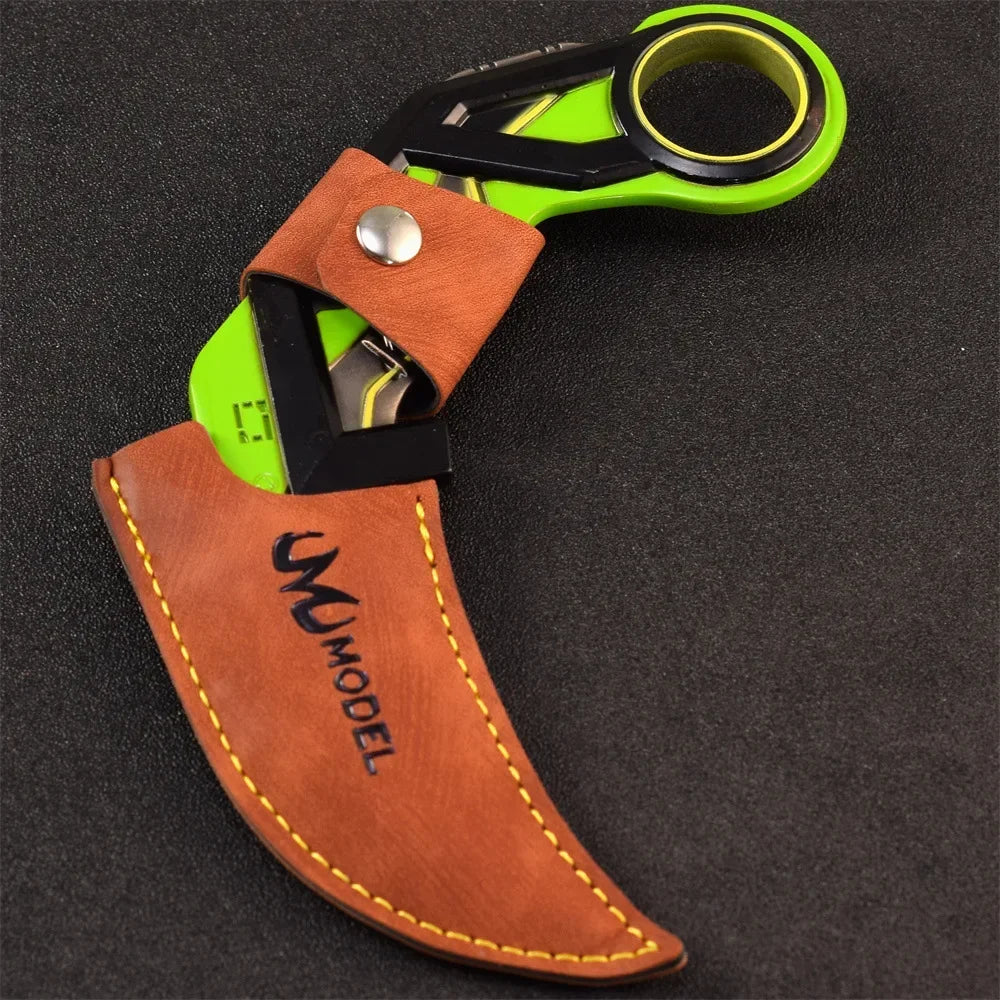 17cm Valorant RGX Karambit Reaver Melee Weapon Metal Craft Knfie Model with Holster Safety Tactical Minitery Training Knives Toy