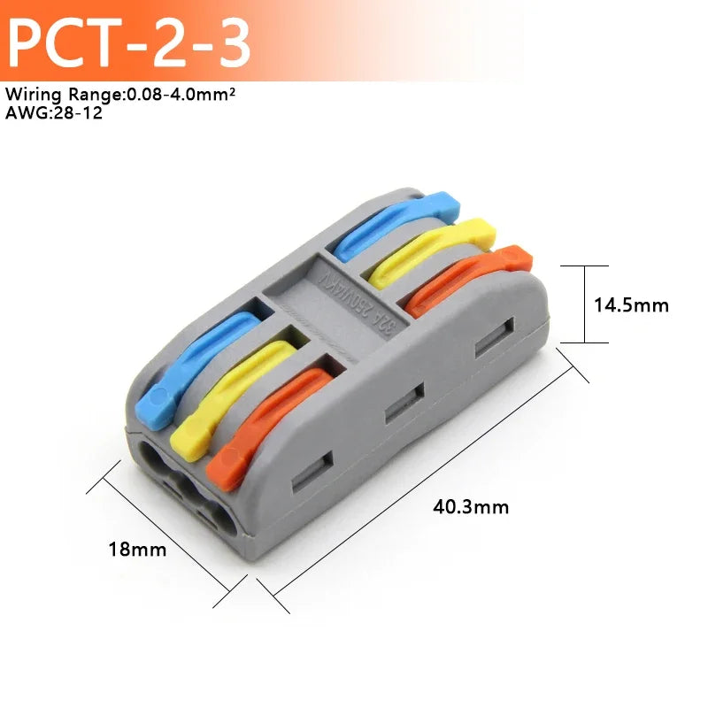 1~100pcs Quick Wire Connectors Universal Compact Splicing Wiring Cable Connection 0.08-4.0mm2 Push-in Conductor Terminal