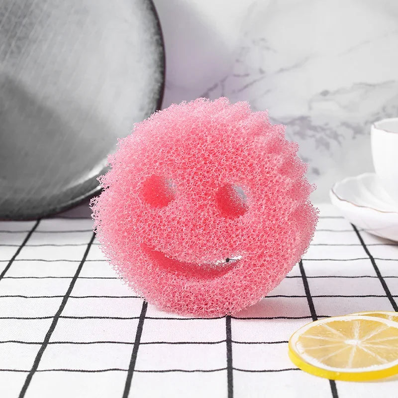 2/4PCS smiling face Dishwashing Sponge Cloth Strong Scouring Pad Kitchen Bathroom Miracle Sponge Stain Odor Resistant Migic Wipe
