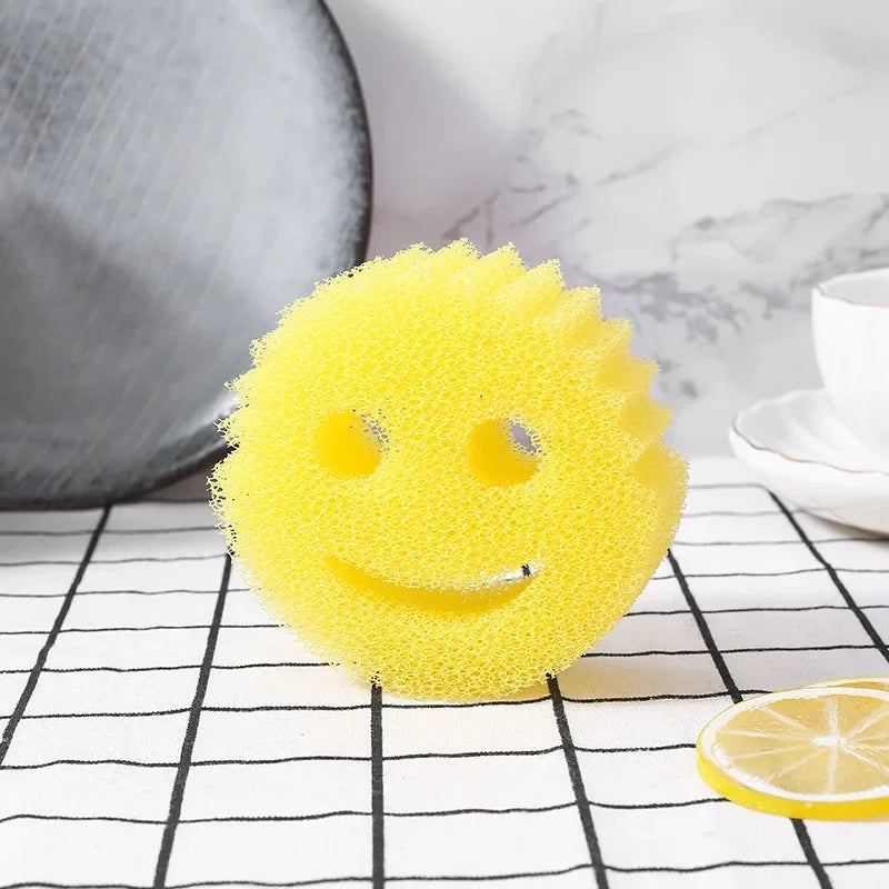 2/4PCS smiling face Dishwashing Sponge Cloth Strong Scouring Pad Kitchen Bathroom Miracle Sponge Stain Odor Resistant Migic Wipe
